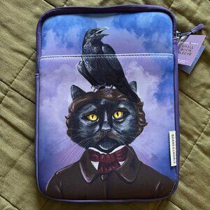 Edgar Allan Poe Cat Raven Small Book/Computer Sleeve NWT​